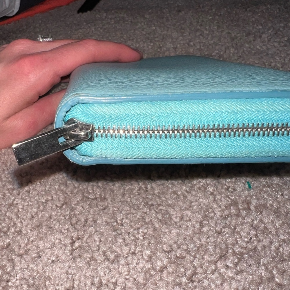 EUC Celine Large Zipped Multifunction Long Wallet Blue Leather Silver Hardware - Picture 10 of 15
